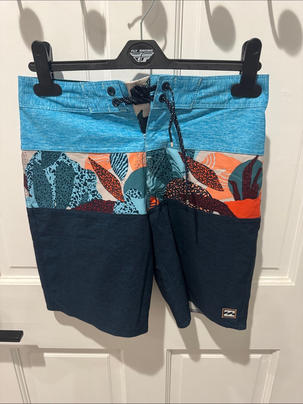 Billabong Men’s Turquoise, Teal & Orange Colorblock Hybrid Shorts